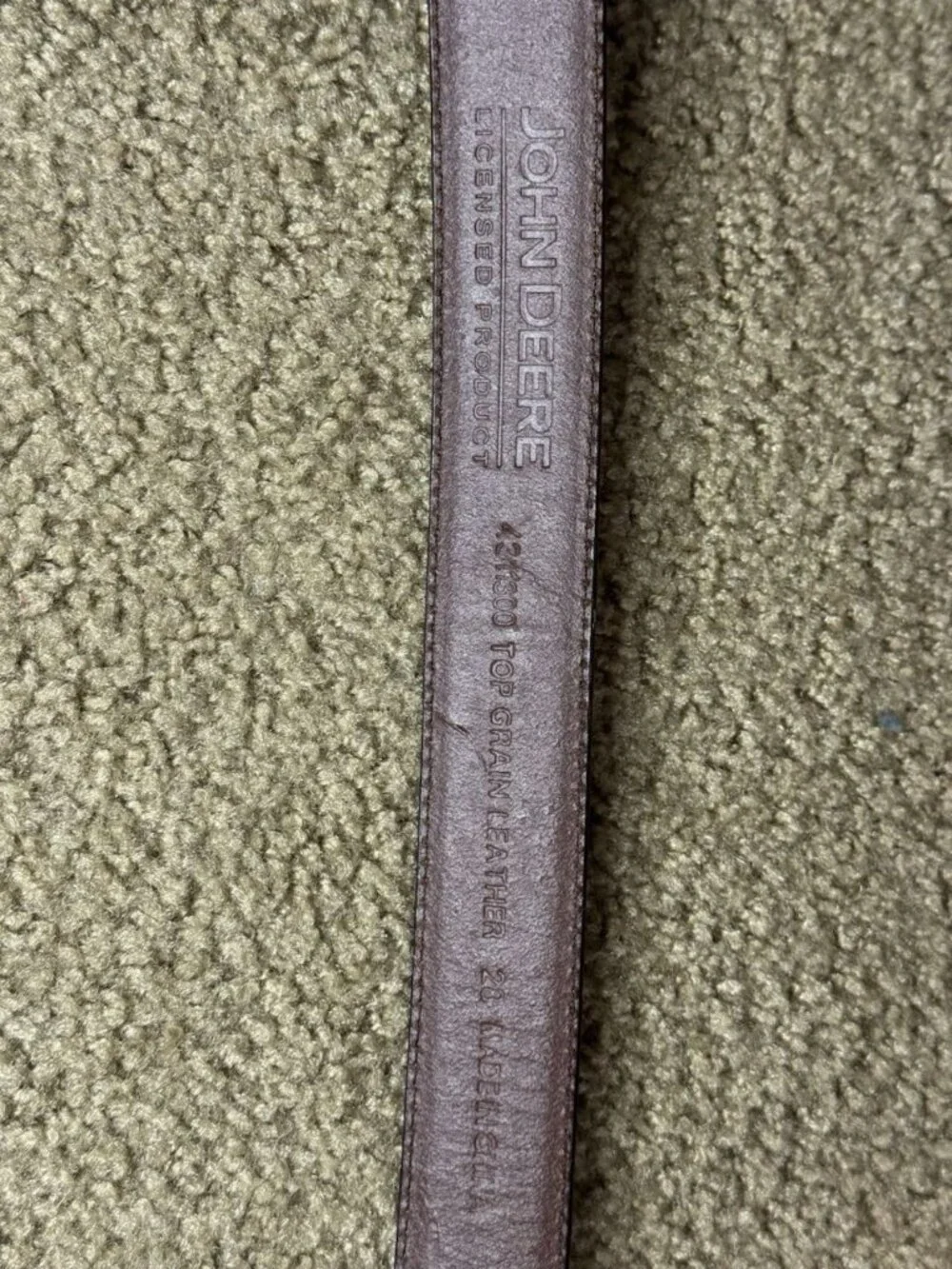 JOHN DEERE Youth Size 28 Belt With 3 Inlaid Tractors In Crazyhorse Tan Color